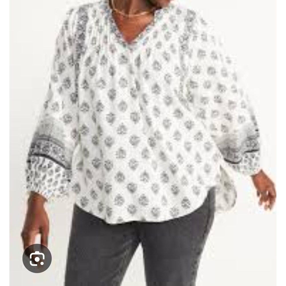 Gap Old Navy Long Sleeve Poet Swing Blouse L/Tall Boho Beach Peasant Prairie Y2K